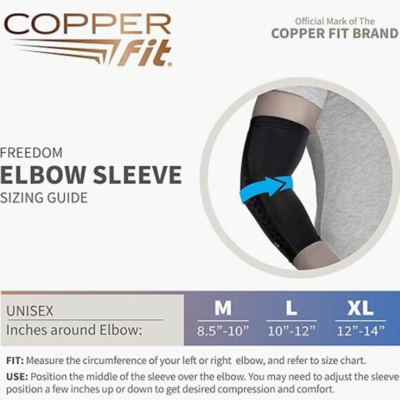 Copper Fit Freedom Elbow Compression Sleeve Size M Black 00788 - Picture 3 of 4